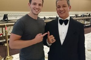 Stuart with Octagon announcer for the Ultimate Fighting Championship (UFC), Bruce Buffer